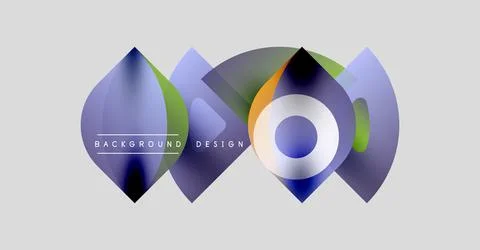 Abstract shapes overlap, creating dynamic visual effect. Gradient colors blend, Stock Illustration