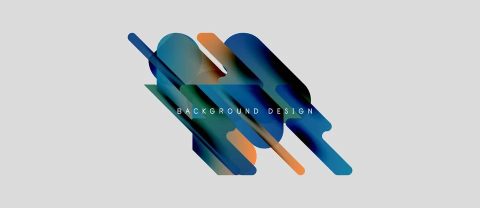 Abstract shapes overlap, creating dynamic visual effect. Blue, orange gradients Stock Illustration