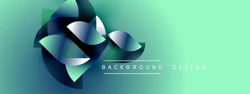 Abstract shapes overlap, creating dynamic visual effect. Teal gradient Ilustración de archivo
