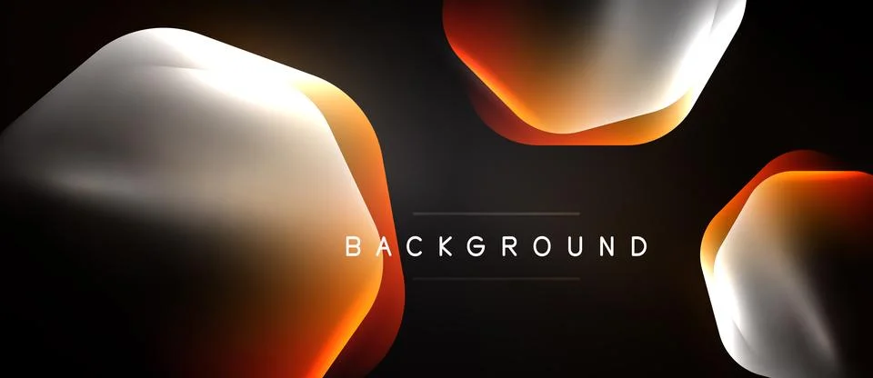 Abstract shapes overlap, creating dynamic gradients. Dark background emphasiz Stock Illustration
