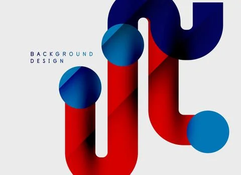 Abstract shapes overlap, creating dynamic red, blue gradients. Minimalist d.. Stock Illustration