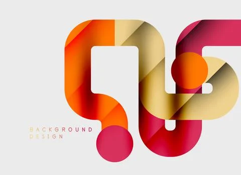 Abstract shapes overlap, creating dynamic composition. Warm colors dominate, Stock Illustration