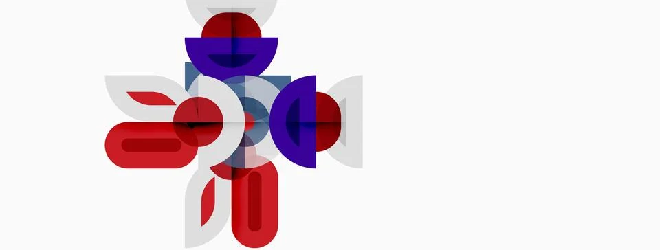 Abstract shapes overlap, creating dynamic composition. Red, purple, gray tone Stock Illustration