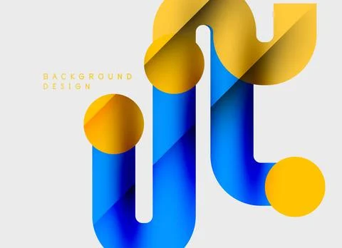 Abstract shapes overlap, creating dynamic visual effect. Blue, yellow hues Stock Illustration