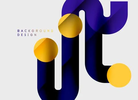 Abstract shapes overlap, creating dynamic composition. Yellow, dark blue hues Stock Illustration
