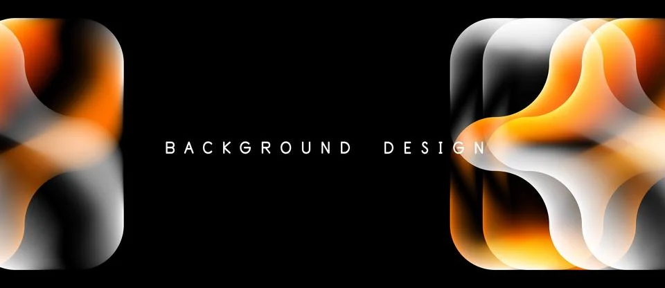 Abstract shapes overlap, creating dynamic orange, white gradients. Black Illustrazione stock