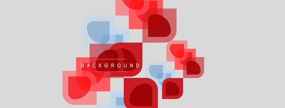 Abstract shapes overlap, creating dynamic visual texture. Red, blue hues Stock Illustration
