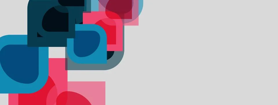 Abstract shapes overlap, creating dynamic composition. Colors include blue,.. Stock Illustration