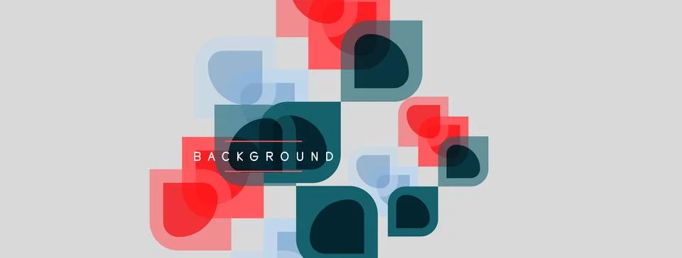 Abstract shapes overlap, creating dynamic visual texture. Red, blue, dark hue Stock-Illustration