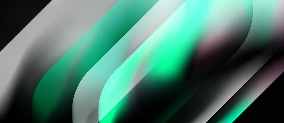 Abstract shapes overlap, creating dynamic gradients. Teal, white, black dom.. Stock Illustration