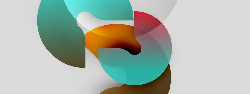 Abstract shapes overlap, creating fluid forms. Colors blendteal, orange, gray, 스톡 일러스트