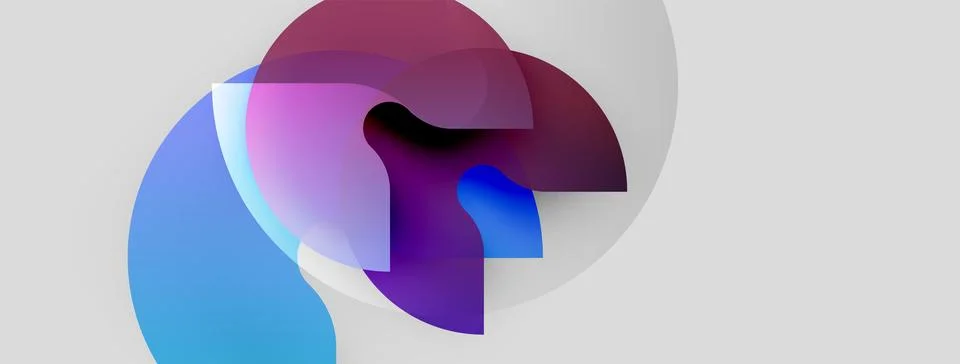 Abstract shapes overlap, creating fluid forms. Colors blendpurple, blue, Stock Illustration
