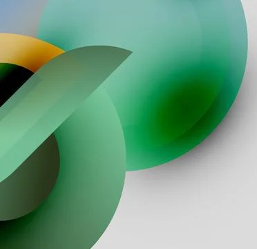 Abstract shapes overlap, creating fluid gradients. Greens dominate with hints of Stock Illustration