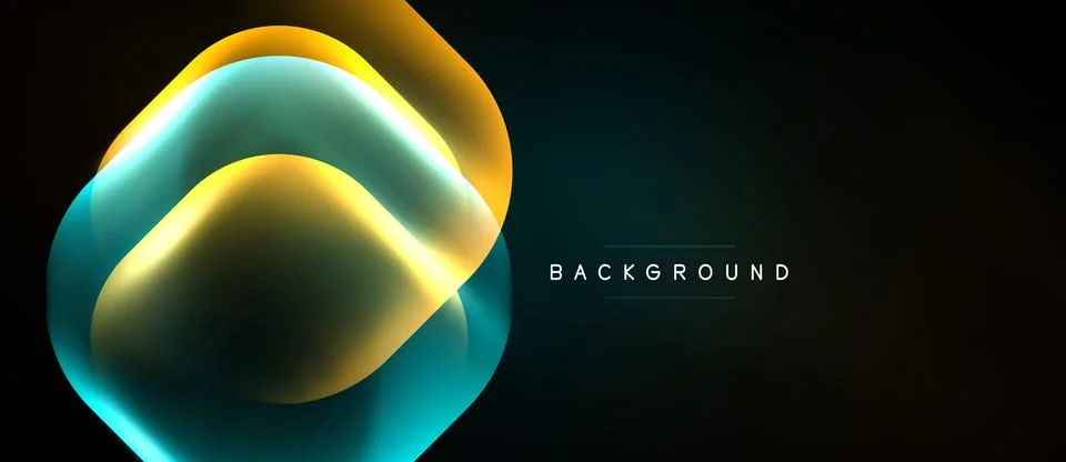 Abstract shapes overlap, creating glowing effect. Dark background emphasizes イラスト素材