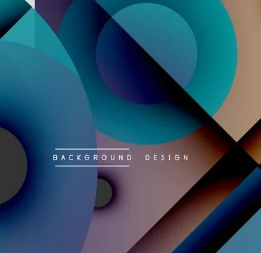 Abstract shapes overlap, creating gradient color transitions. Blue, teal, brown Illustrazione stock