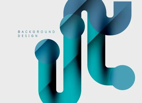 Abstract shapes overlap, creating layered blue tones. Minimalist design with Stock Illustration