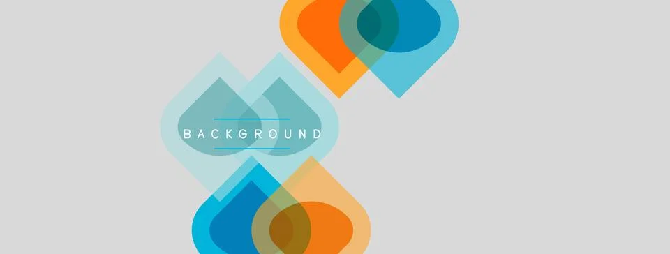 Abstract shapes overlap, creating layered visual effect. Light gray backgroun Stock Illustration