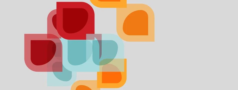 Abstract shapes overlap, creating layered visual effect. Colors include red, イラスト素材