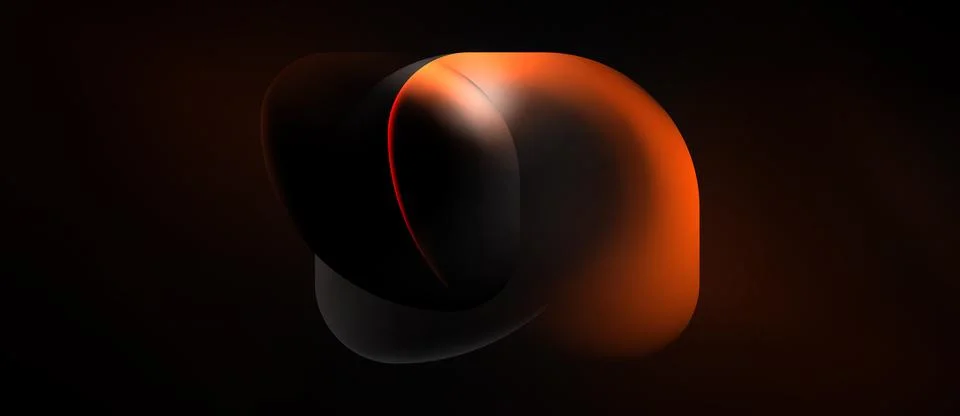 Abstract shapes overlap, creating luminous orange highlights against dark Stock Illustration