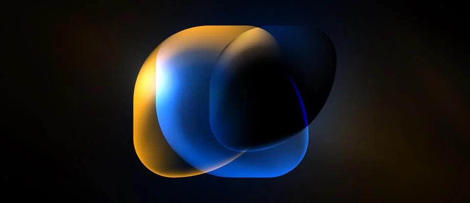 Abstract shapes overlap, creating luminous effect. Warm colors blend with coo Stock Illustration