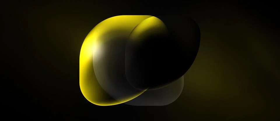 Abstract shapes overlap, creating luminous yellow, dark forms. Minimalist d.. イラスト素材