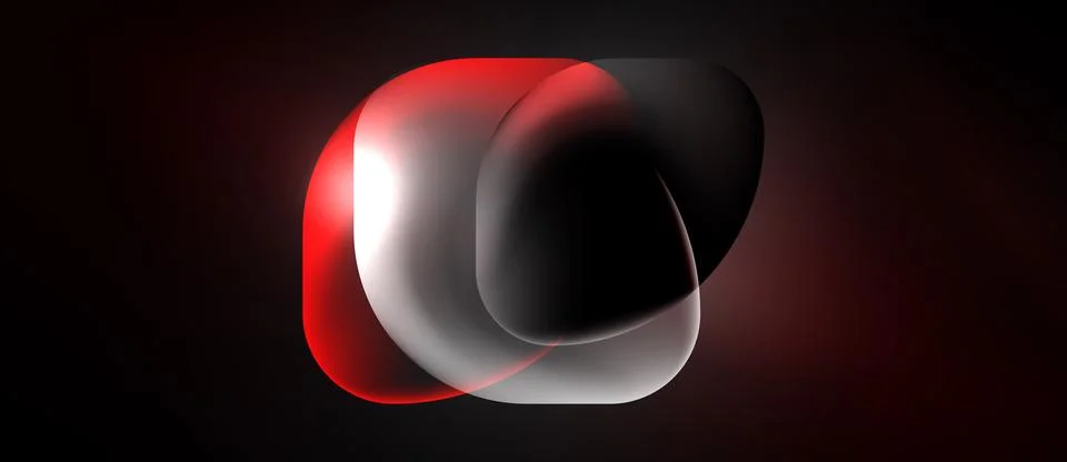 Abstract shapes overlap, creating luminous red, black, white gradients. Smoot Stock Illustration