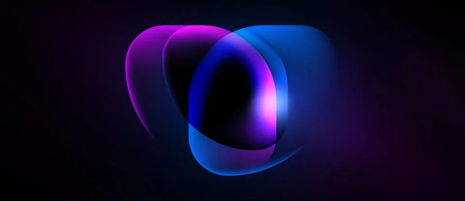 Abstract shapes overlap, creating luminous effect. Vivid colors blend into da 스톡 일러스트