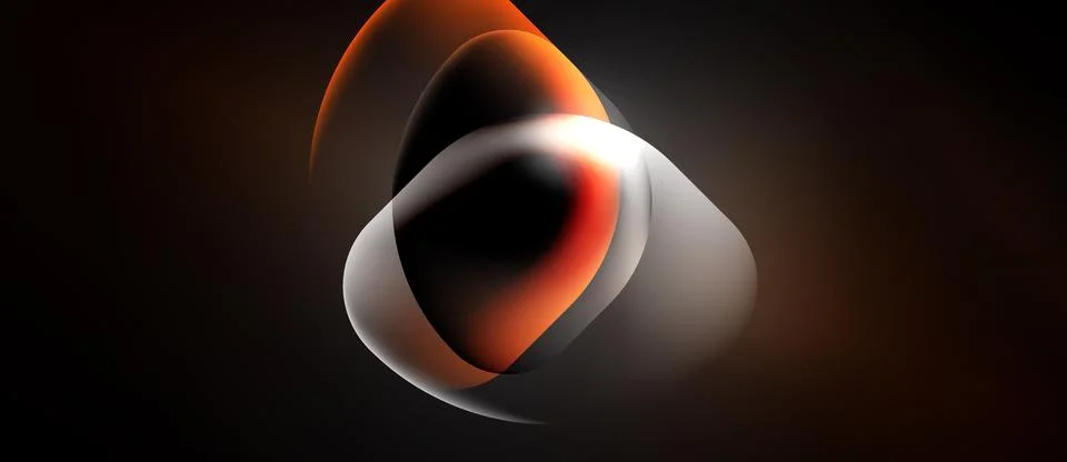 Abstract shapes overlap, creating luminous effect. Orange, black, white hues Illustration