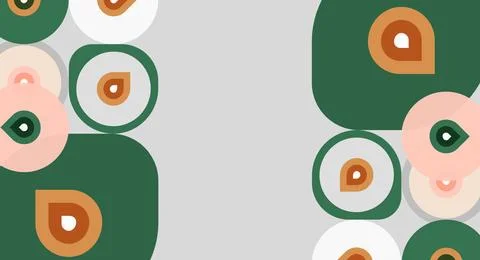 Abstract shapes overlap, creating playful pattern. Colors include green, peac イラスト素材