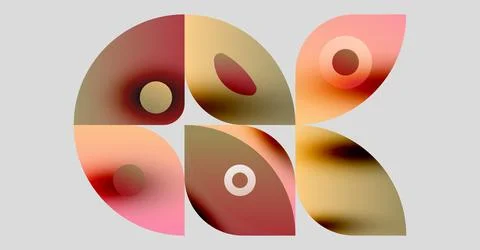 Abstract shapes overlap, creating soft color blends. Circles, ovals, warm tones 스톡 일러스트