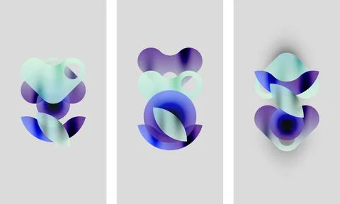 Abstract shapes overlap, creating soft gradients. Three panels display similar Stock Illustration