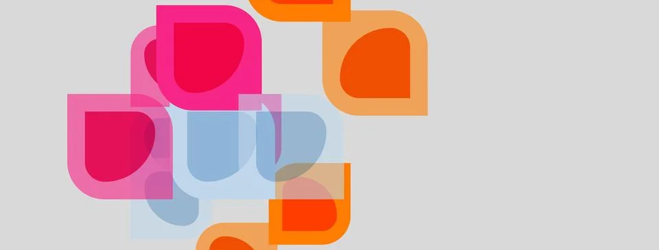 Abstract shapes overlap, creating soft color blends. Pink, orange, blue hues Stock Illustration