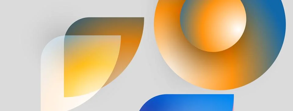 Abstract shapes overlap, creating vibrant orange, blue gradients. Modern design 库存插图