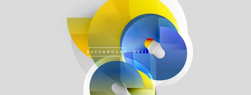 Abstract shapes overlap, creating vibrant blue, yellow gradients. Modern design Stockillustratie