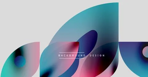Abstract shapes overlap, creating vibrant gradients. Modern design features Stock Illustration