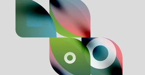 Abstract shapes overlap, creating vibrant color blends. Soft gradients suggest Stock Illustration