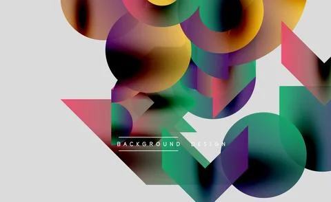 Abstract shapes overlap, creating vibrant color blends. Modern design features Stock Illustration