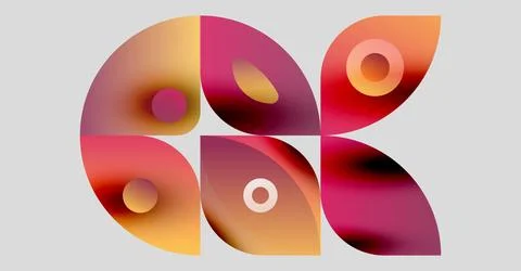 Abstract shapes overlap, creating vibrant color gradients. Warm tones dominate Stock Illustration