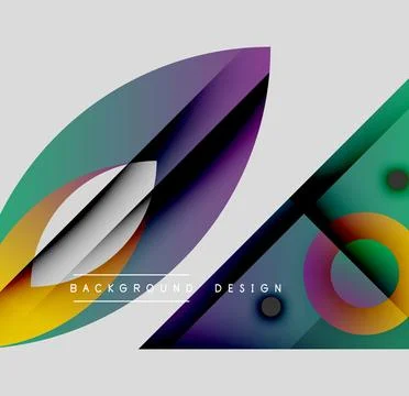Abstract shapes overlap, creating vibrant gradients. Modern design features Stock Illustration