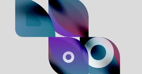 Abstract shapes overlap, creating vibrant color blends. Soft gradients suggest 库存插图