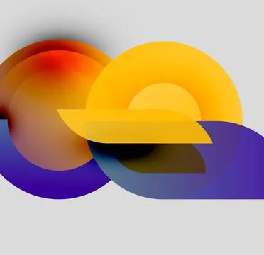 Abstract shapes overlap, creating vibrant color gradients. Composition features Stock Illustration