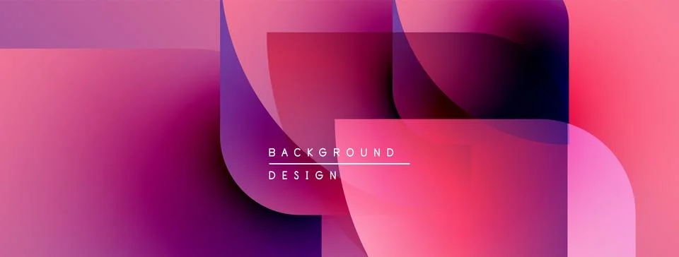 Abstract shapes overlap, creating vibrant pinks, purples. Modern design features Illustrazione stock