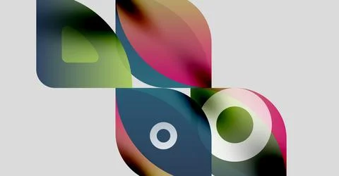 Abstract shapes overlap, creating vibrant color blends. Soft gradients suggest Stock Illustration