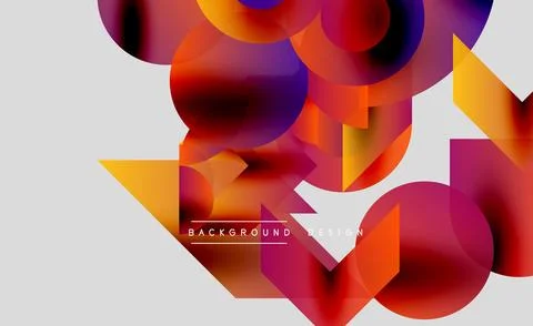 Abstract shapes overlap, creating vibrant color gradients. Orange, purple, red 库存插图