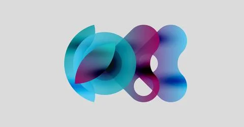Abstract shapes overlap, creating vibrant color blends. Soft gradients suggest Stock Illustration