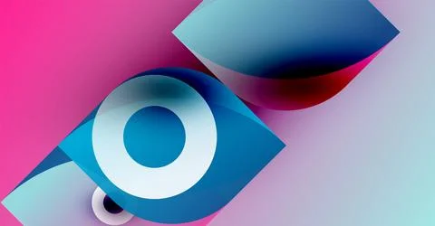 Abstract shapes overlap, creating vibrant color blends. Pink, blue, white hues Stock Illustration
