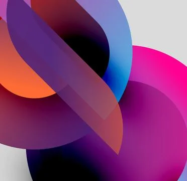 Abstract shapes overlap, creating vibrant color blends. Smooth gradients define Stock Illustration