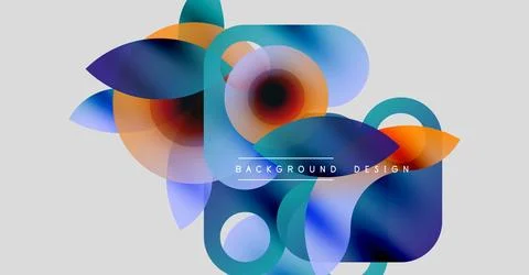 Abstract shapes overlap, creating vibrant color blends. Modern design elements Illustrazione stock