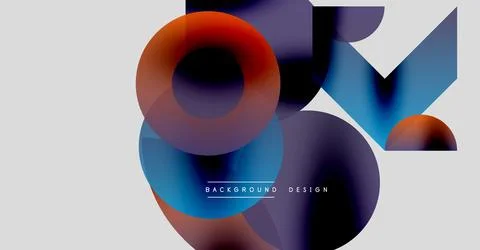 Abstract shapes overlap, creating vibrant color blends. Modern design features 库存插图