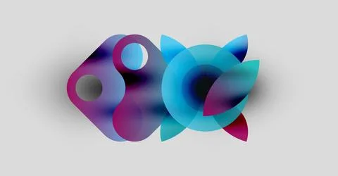 Abstract shapes overlap, creating vibrant color blends. Soft gradients suggest Stock Illustration